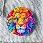 Rainbow Lion Head farbenfroh Button