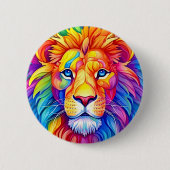 Rainbow Lion Head farbenfroh Button (Vorderseite)