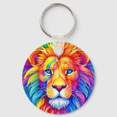 Rainbow Lion Head Zweiseitiger Individuelle Name Schlüsselanhänger (Vorderseite)