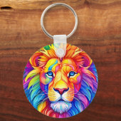 Rainbow Lion Head Zweiseitiger Individuelle Name Schlüsselanhänger (Vorderseite)