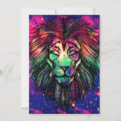 Rainbow Lion Hipster Galaxy Einladung (Rückseite)