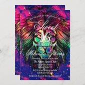 Rainbow Lion Hipster Galaxy Einladung (Vorne/Hinten)