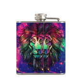 Rainbow Lion Hipster Galaxy Flachmann (Rückseite)