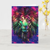Rainbow Lion Hipster Galaxy Karte (Gelbe Blume)