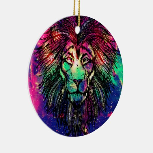 Rainbow Lion Hipster Galaxy Keramik Ornament (Rechts)