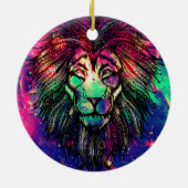 Rainbow Lion Hipster Galaxy Keramik Ornament (Hinten)