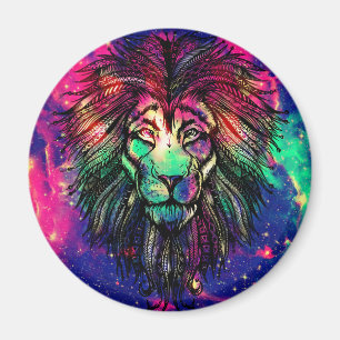 Rainbow Lion Hipster Galaxy Magnet