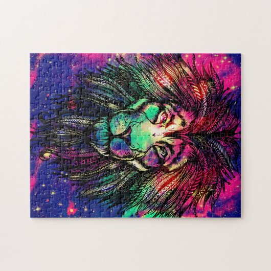 Rainbow Lion Hipster Galaxy Puzzle (Horizontal)