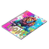 Rainbow Lion mit Paint Splatter Kids Notizblock (Linke Seite)