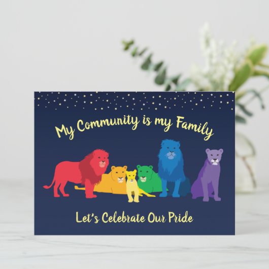 Rainbow Lion Pride LGBT Pride Party Einladung (Stehend Vorderseite)