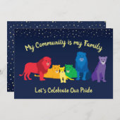 Rainbow Lion Pride LGBT Pride Party Einladung (Vorne/Hinten)