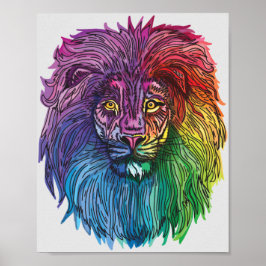Rainbow Lion Pride Poster