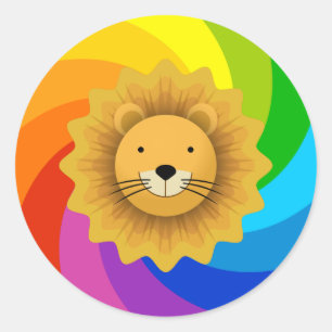 Rainbow Lion Runder Aufkleber