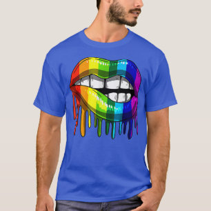 Rainbow Lip Tropfen Lesbian Gay Pride Biseual Tran T-Shirt