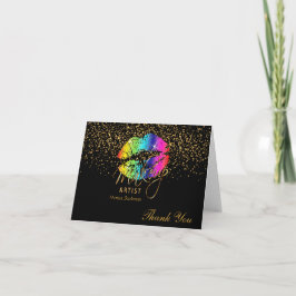 Rainbow Lippen auf schwarz Dankeskarte