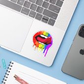 RAINBOW LIPS AUFKLEBER (Laptop mit iPhone)