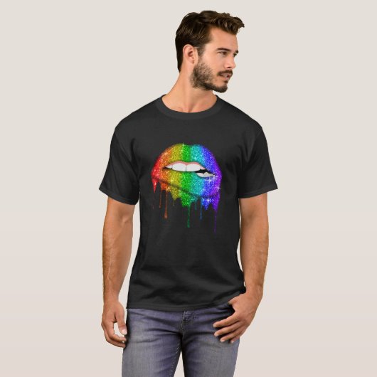 Rainbow Lips Pride Gay Lesbian LGBT Geschenk T-Shirt (Vorne ganz)