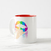 Rainbow Lips Zweifarbige Tasse (Vorderseite Links)