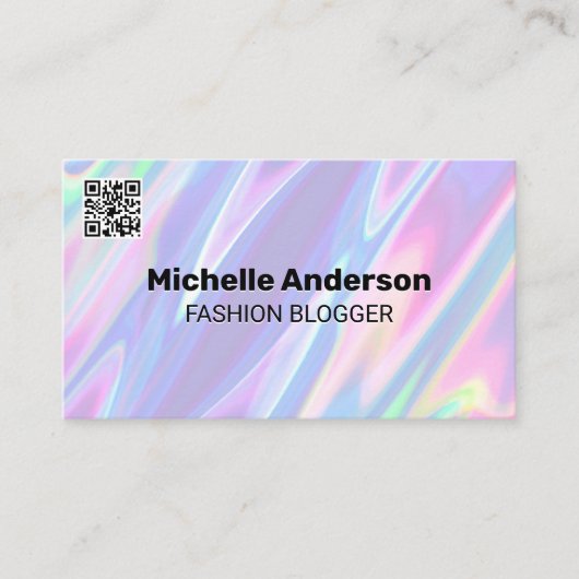 Rainbow Liquid Background | QR-Code Visitenkarte (Vorderseite)