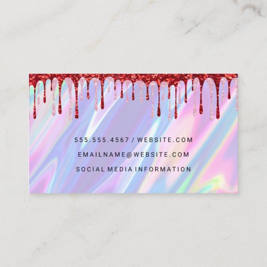 Rainbow Liquid Background | QR | GLITZER Visitenkarte (Rückseite)