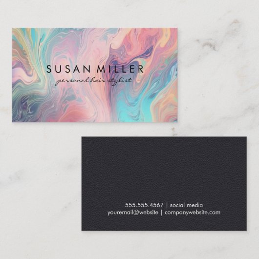 Rainbow Liquid Background Visitenkarte (Vorne/Hinten)