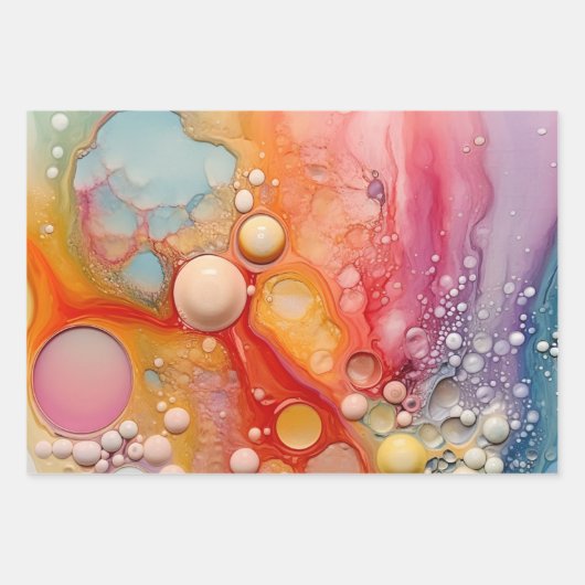 Rainbow Liquid Pour Cells Art Abstraktes Design Geschenkpapier Set (Vorderseite 2)