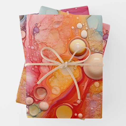Rainbow Liquid Pour Cells Art Abstraktes Design Geschenkpapier Set (Beispiel)