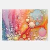 Rainbow Liquid Pour Cells Art Abstraktes Design Geschenkpapier Set (Vorderseite)