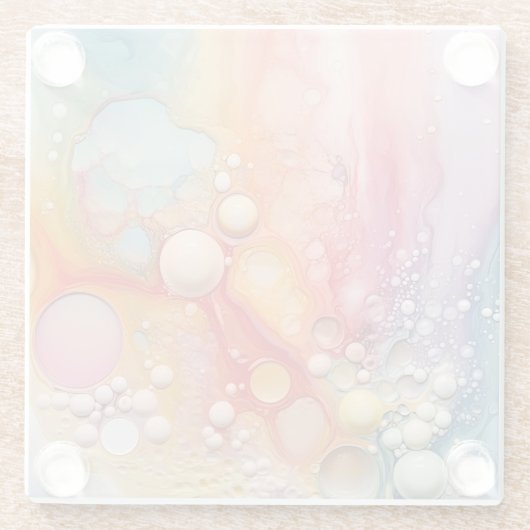 Rainbow Liquid Pour Cells Art Abstraktes Design Glasuntersetzer (Rückseite)