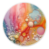 Rainbow Liquid Pour Cells Art Abstraktes Design Keramikknauf (Vorderseite)