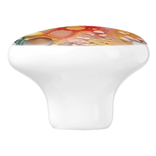 Rainbow Liquid Pour Cells Art Abstraktes Design Keramikknauf (Seitenansicht)