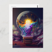 Rainbow Lit Light Bulle Postkarte (Vorne/Hinten)