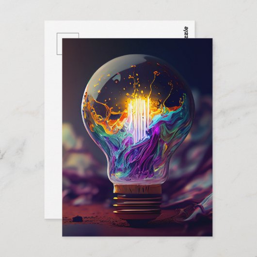 Rainbow Lit Light Bulle Postkarte (Vorne/Hinten)