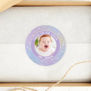 Rainbow Little Stars Foto Vielen Dank für Ihr Komm Runder Aufkleber