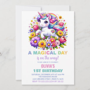 Rainbow Little Unicorn Einladung zum Geburtstag