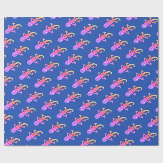 Rainbow Lizard Gecko Zeichnend Girly Geschenkpapier (Flach)