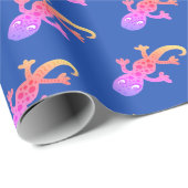 Rainbow Lizard Gecko Zeichnend Girly Geschenkpapier (Rolleneckpunkt)