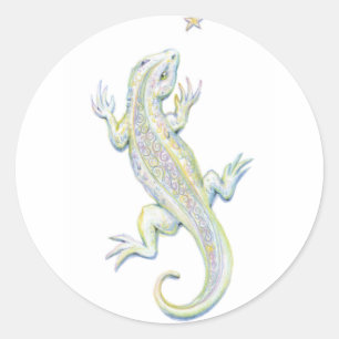 Rainbow Lizard Runder Aufkleber