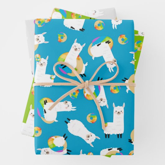 Rainbow Llama Donuts Kinder Adorable Geschenkpapier Set (Beispiel)