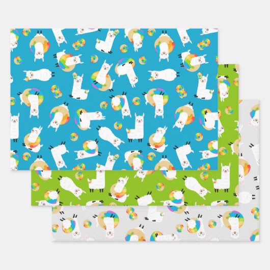 Rainbow Llama Donuts Kinder Adorable Geschenkpapier Set (Set)
