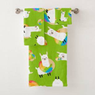 Rainbow Llama Donuts Kinder Adortable Badetuch Set