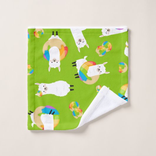 Rainbow Llama Donuts Kinder Adortable Badetuch Set (Waschlappen)