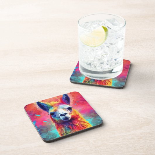 Rainbow Llama Getränkeuntersetzer (Rechte Seite)