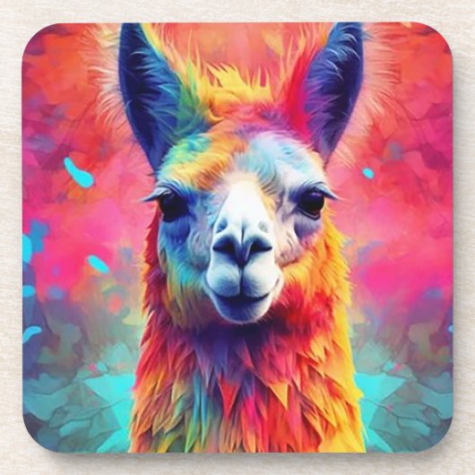 Rainbow Llama Getränkeuntersetzer (Vorderseite)
