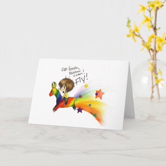 Rainbow Llama Karte (Gelbe Blume)