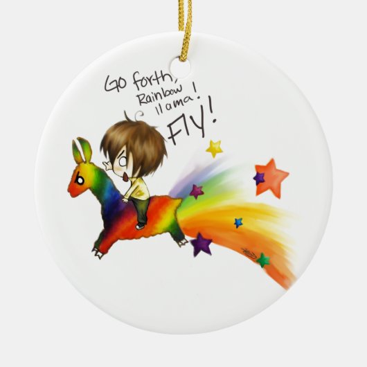Rainbow Llama Keramikornament (Vorne)
