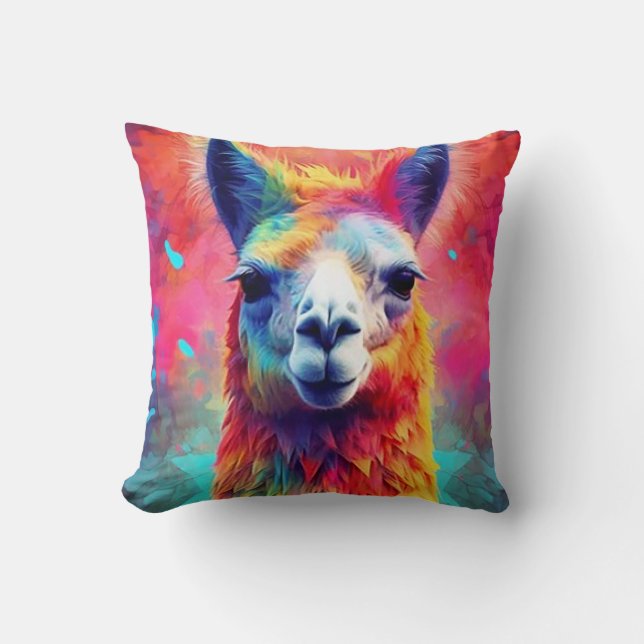 Rainbow Llama Kissen (Vorderseite)