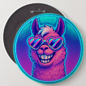 Rainbow Llama mit Herz Pride Shades Button (Vorne & Hinten)