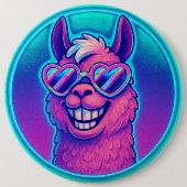 Rainbow Llama mit Herz Pride Shades Button (Vorderseite)