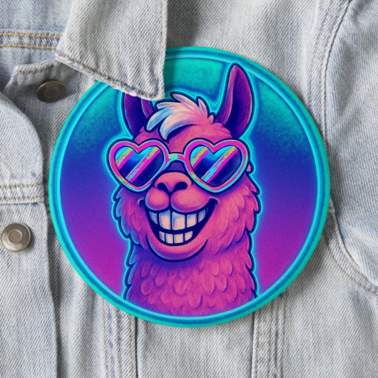 Rainbow Llama mit Herz Pride Shades Button (Beispiel)